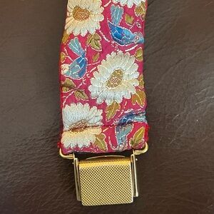 Vintage French Suspenders Gold SGDG Depose 27 Embroidered Floral Birds France